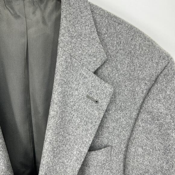 Oscar De La Renta Lithuania Mens Gray Cashmere Wool Blend Blazer Jacket Size 44L - Picture 2 of 10